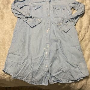 Light Blue Jean Button-Up Shirt Dress